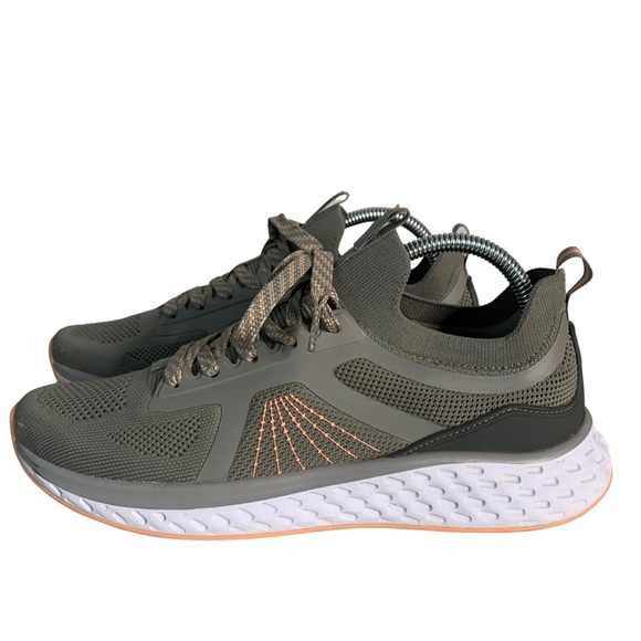 Zella Shoes - Zella Women’s Gray Lifestyle Lace-Up Knit Contemporary Low Cut Sneakers Size 9